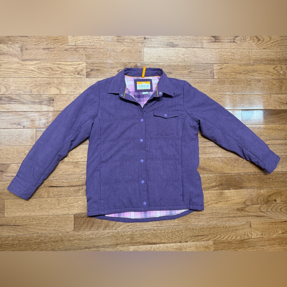 Orvis Purple Quilted Jacket with Plaid Lining Size L